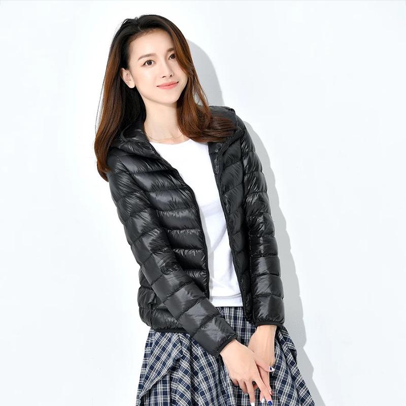 Women Coat Autumn Winter White Duck Down Jacket Solid Colors Warm Slim Zipper Fashion Light Down Coat