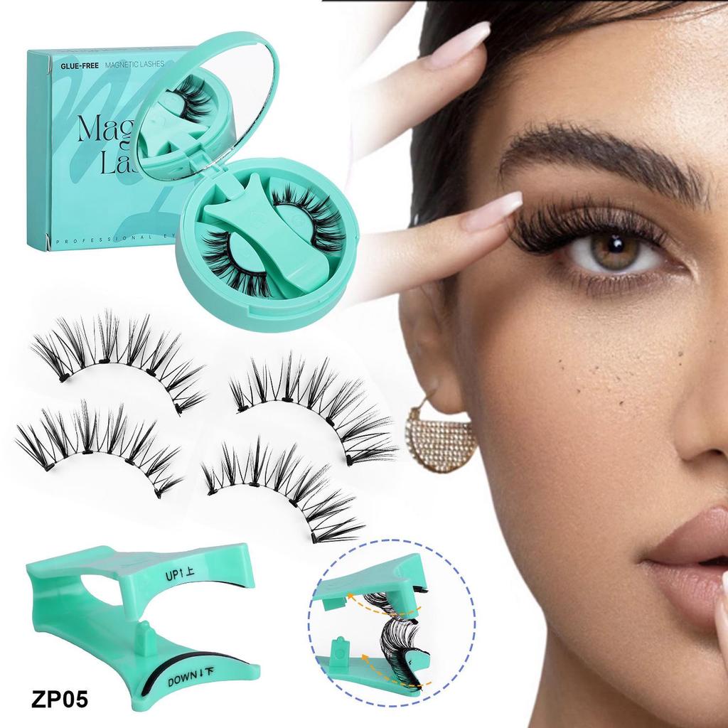 New Magnetic False Eyelashes Set: Colored, Glue-Free, One-Piece Design with Integrated Box.