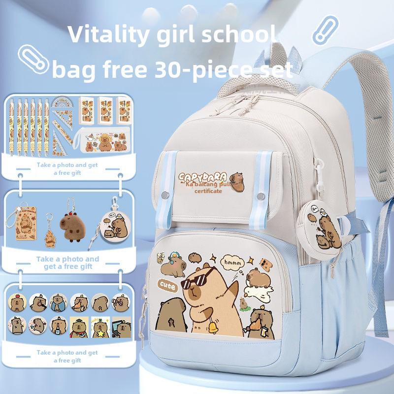 2024 Capybara Girls' Backpack: Stylish, Spacious & Perfect for Grades 1-6