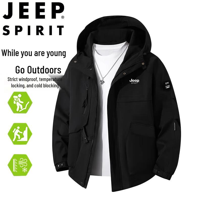 JEEP SPIRIT Herren Kapuzen-Outdoor-Windbreaker Jacke