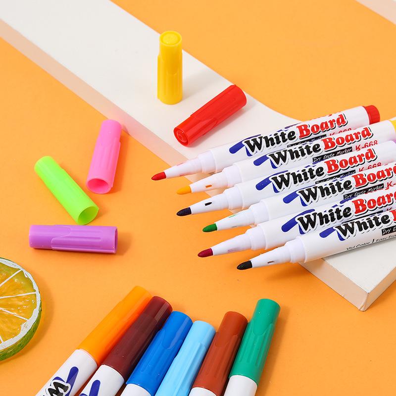 12-Color Erasable Water-Based Whiteboard Markers - Creative, Washable for Students and Offices