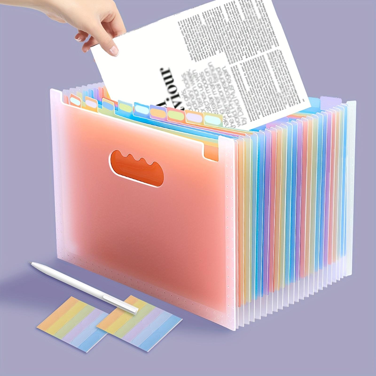 

1pc 25-Layer A4 Transparent Expandable Folder Rainbow Student Storage Bag Holds 2000 Sheets for Office Home School Document розовый