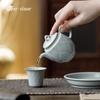 Sky Blue Ru Porcelain Tea Infuser Teapot Relief Ceramic Tea Brewing Kettle Tea Teapots With Filter Chinese Puer Tea Ceremony