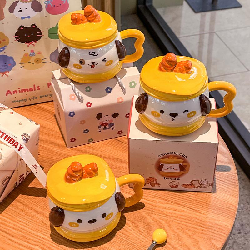Baguette Puppy Cup Birthday Gift Ins Couple Girlfriend Coffee Water Cup Cute Ceramic Cup Gift Box