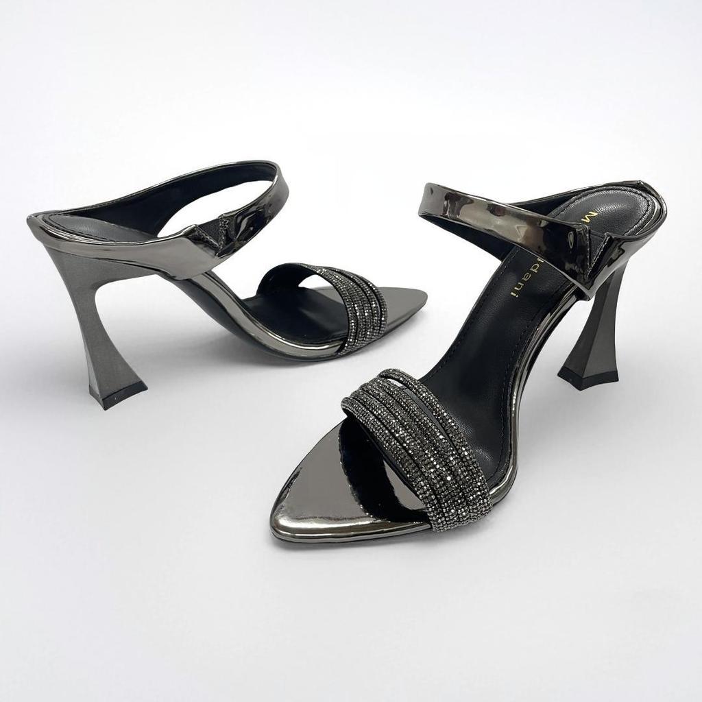 2025 New Fashion Rhinestone Sexy Outer Wear High-heeled Sandals Horseshoe Heel Pointed Open-toed Temperament Women's Sexy Sandals