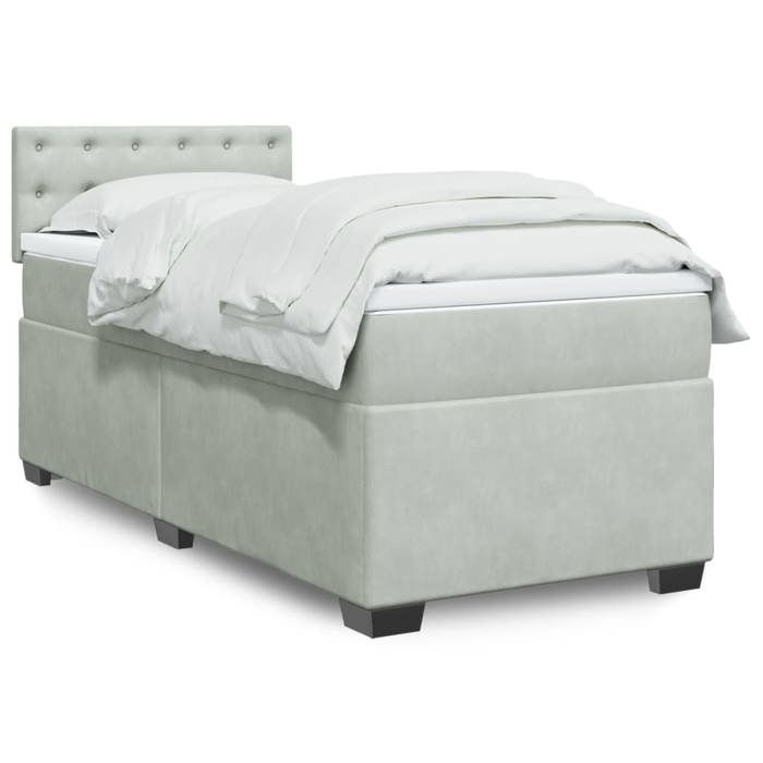 VidaXL Slat Bed Base and Mattress Light Grey 80x200 Cm Velvet, Bed, Platform Bed, Panel Bed, Furniture of 3286174