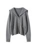 Navy Heavy Craftsmanship Cashmere Cardigan: Women's Loose Knit Sweater, Thickened Collared Casual Top