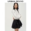 UR 2026 Spring Urban Ruffle Embroidered Tie-Front Blouse