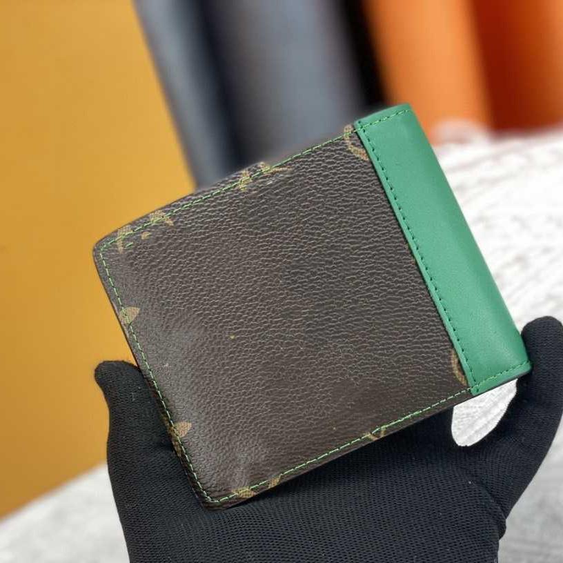 Unisex Genuine Leather Color Block Multi-Card Wallet