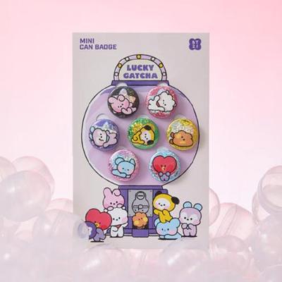 Minini Lucky Gatcha Can Badge 7ea Set