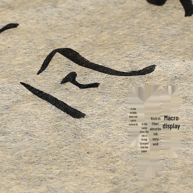 Ancient Method Bamboo Paper: Plant-Dyed Xuan Paper for Cursive Script Sutras, Goose Skin Texture, Semi-Ripe, Retro Style.