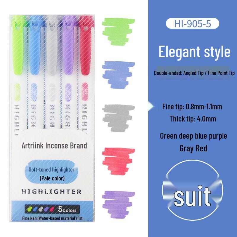INS Style Dual-Tip Fluorescent Highlighter - Non-Bleed, High Visibility Pen for Planners
