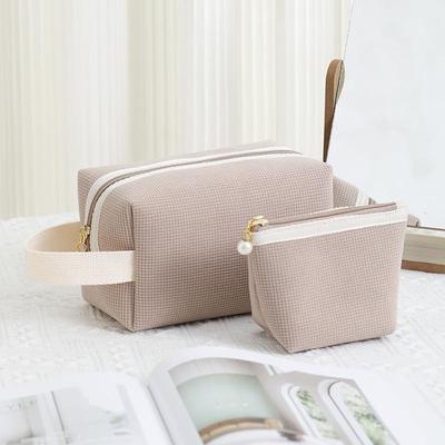 Compact Corduroy Makeup Bag: Versatile, Large-Capacity Cosmetic and Coin Purse for Women