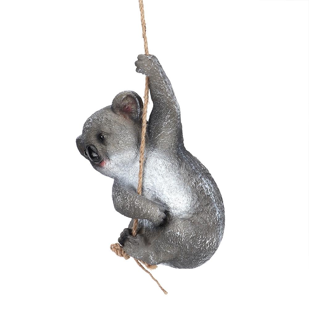 Lovely Simulation Swinging Koala Hanging Statue Outdoor Figurines for Patio Yard Garden Decoration