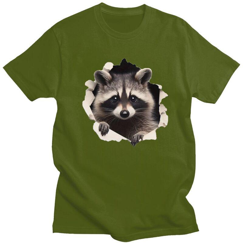 Custom Funny Raccoon T Shirts Men Pure Cotton Tees Tshirt Tshirt
