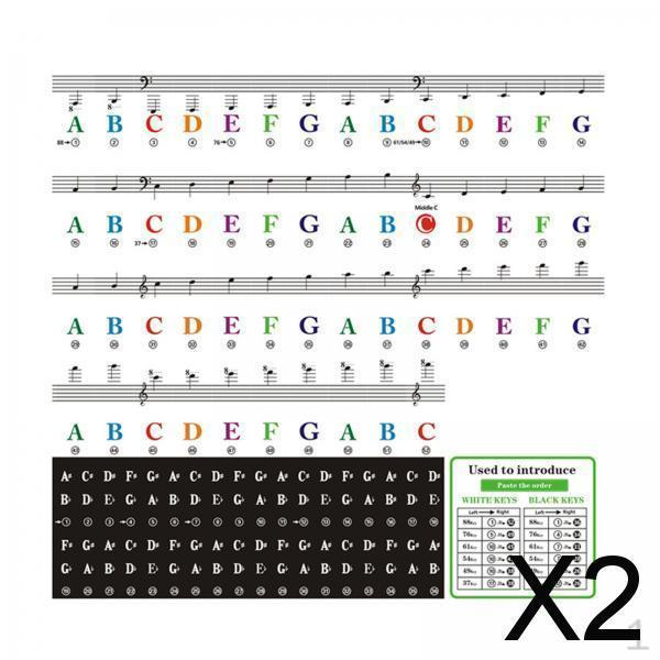 

2x Наклейки-метки для клавиш пианино для 88 /61/ 54/ 49/37 клавиш для начинающих
