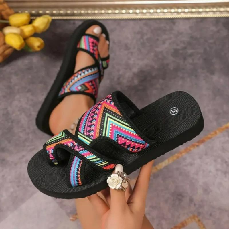 Summer Women Slippers Platform Sandals Fashion Open Toe Shoes Slip On Colorful Beach Shoe Ethnic Style Lightweight Slippers