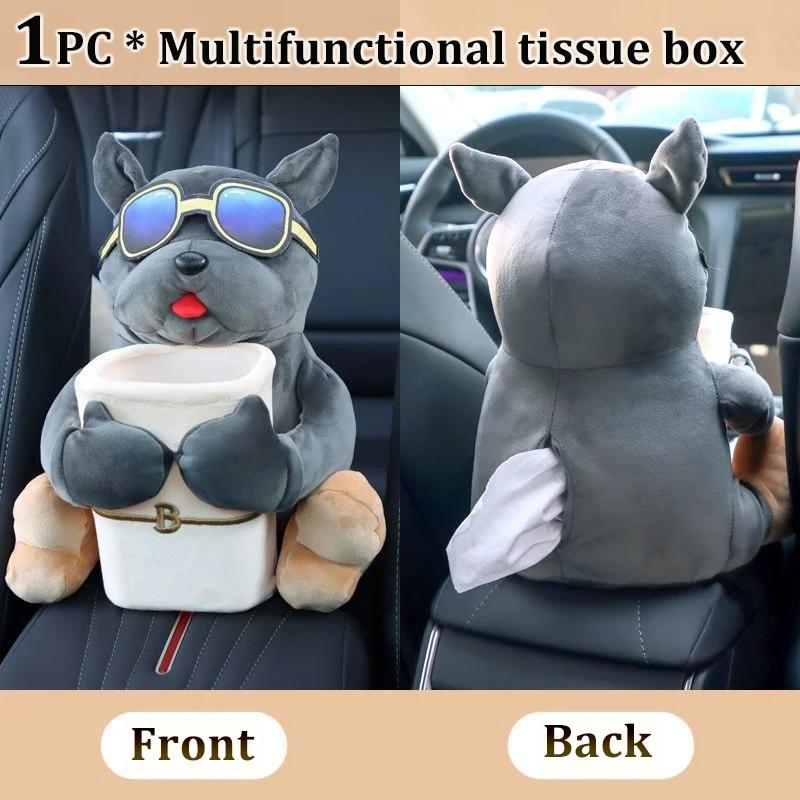 Cute Car Tissue Box Creative Cartoon Car Armrest Box Garbage Can Tissue Bag Multi-functional Auto Interior Storage Decoration