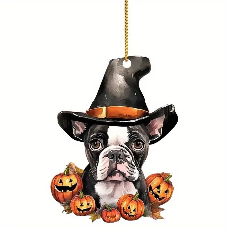 

Pumpkin Charming Dog Acrylic Car Hanging Ornament For Festive Home Decoration