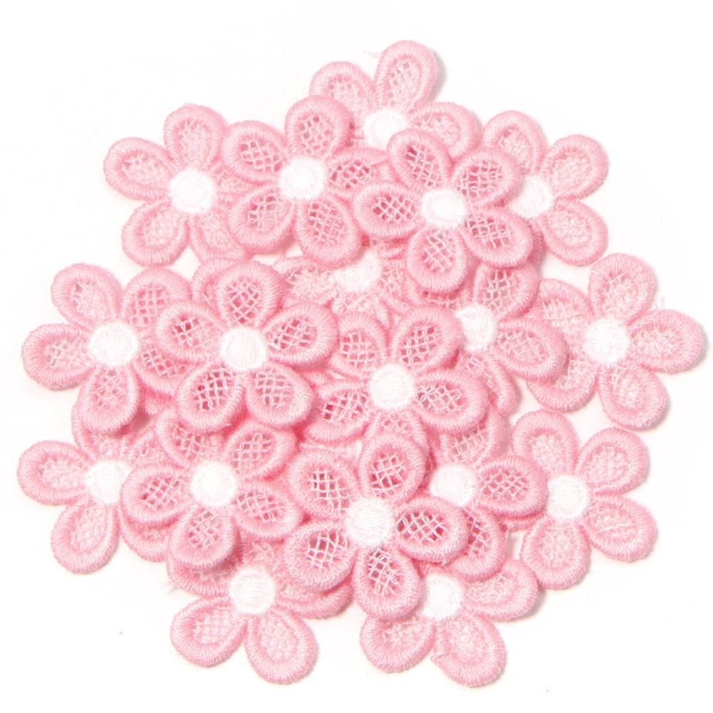 20pcs/lot Double Color Flower Mesh Embroidery Patches Applique For Girls Clothing Dress Headwear Hair Clips Decor Accessories
