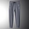 Men's Quick-Dry Ice Silk Elastic Print Cropped Sports Pants - Thin, Loose & Plus Size for Summer