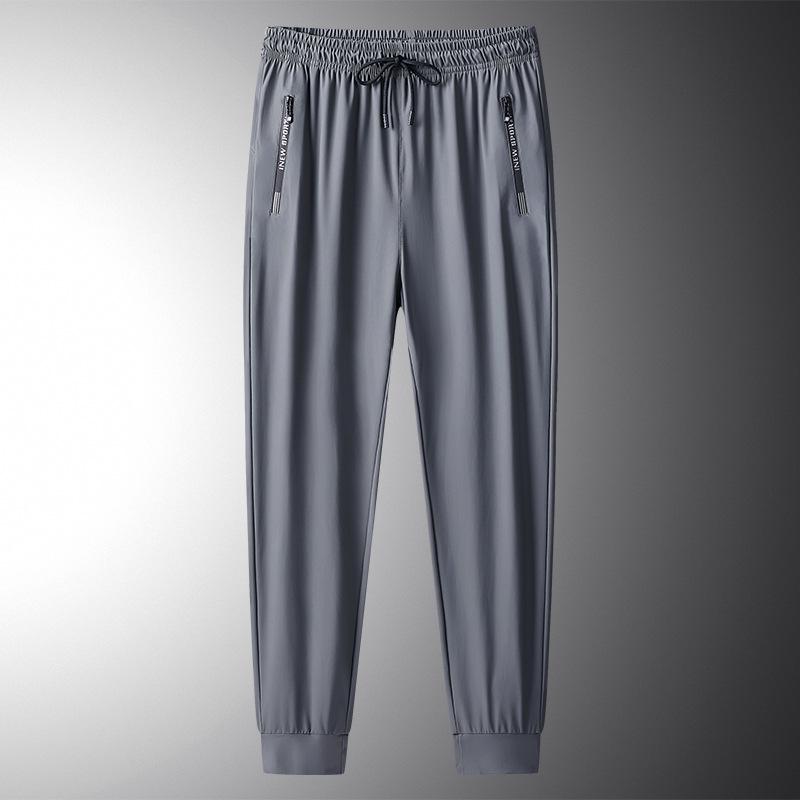 Men's Quick-Dry Ice Silk Elastic Print Cropped Sports Pants - Thin, Loose & Plus Size for Summer