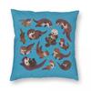 Otters Square Pillowcase Polyester Linen Velvet Pattern Zip Decorative Bed Cushion Cover