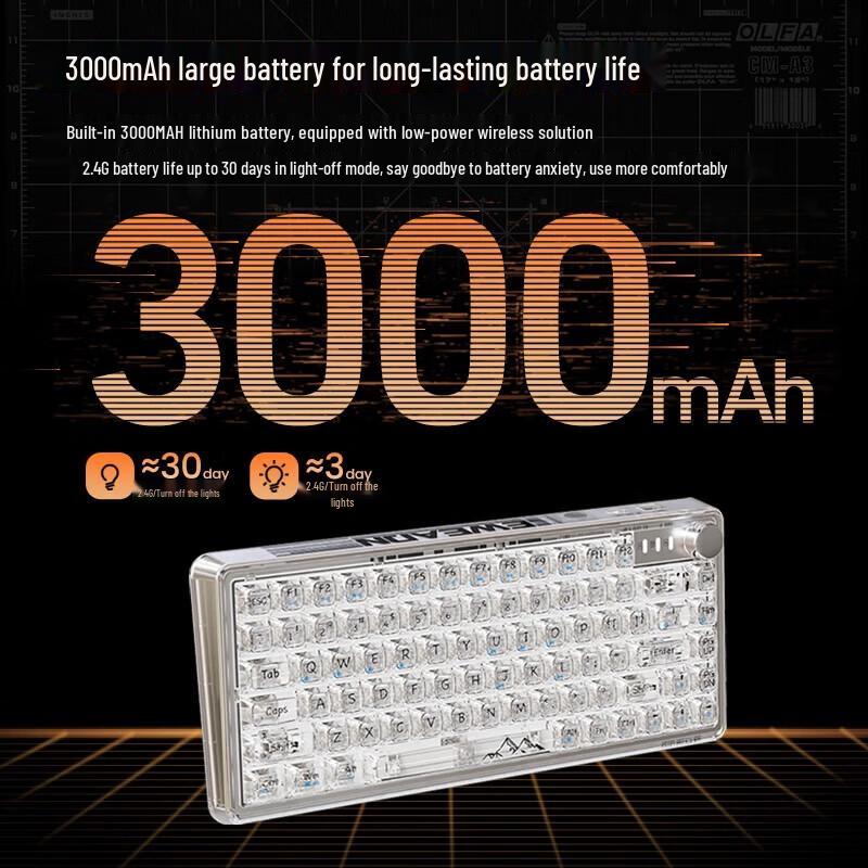 EWEADN V82 Triple Mode Transparent Mechanical Keyboard