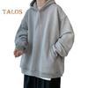 Fall Spring Men Hoodie Half Zipper Hooded Pockets Long Sleeves Loose Elastic Cuff Pure Color Pullover Thick Warm Daily Wear Top