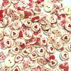 100Pcs 15mm Natural Flat Round Printed Wood Buttons 2-Hole Flat Round with Heart Decorative Wooden Buttonsfor DIY Sewing