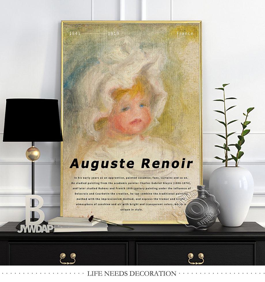France Pierre-Auguste Renoir Canvas Painting, Auguste Renoir Impressionism Exhibition Museum Poster, Vintage Oil Paint Home Decor No Frame