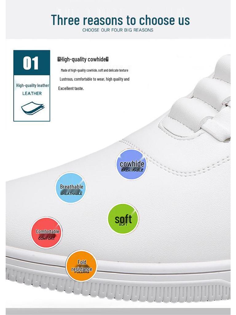 Men's Versatile Lightweight White Leather Slip-On Casual Shoes - Summer 2025 Collection