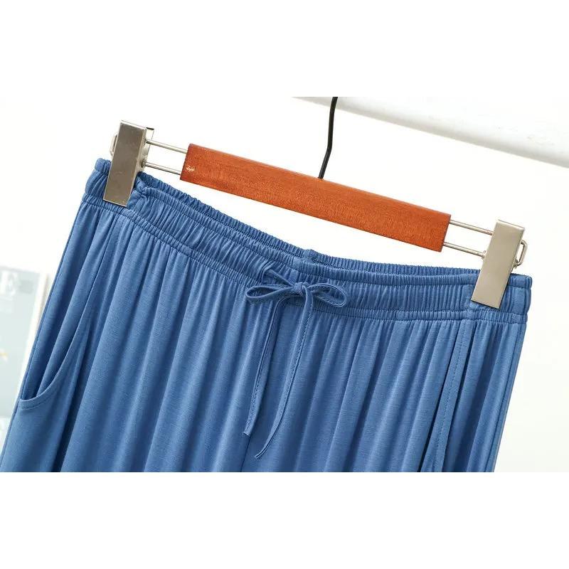 Fdfklak Pantalon de Pyjama pour Homme en Modal Lâche Décontracté Pantalon Harem Printemps Automne Pantalon d'Intérieur Tenue de Nuit Pantalon Homme 3XL