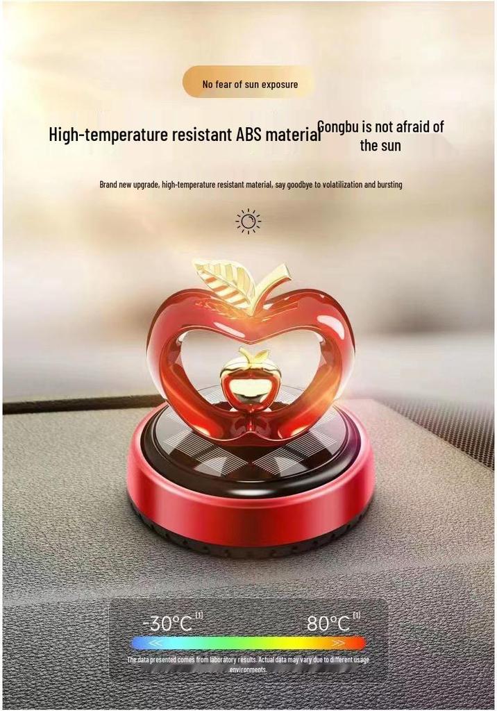 Apple Heart-Shaped Solar Rotating Car Perfume Ornament