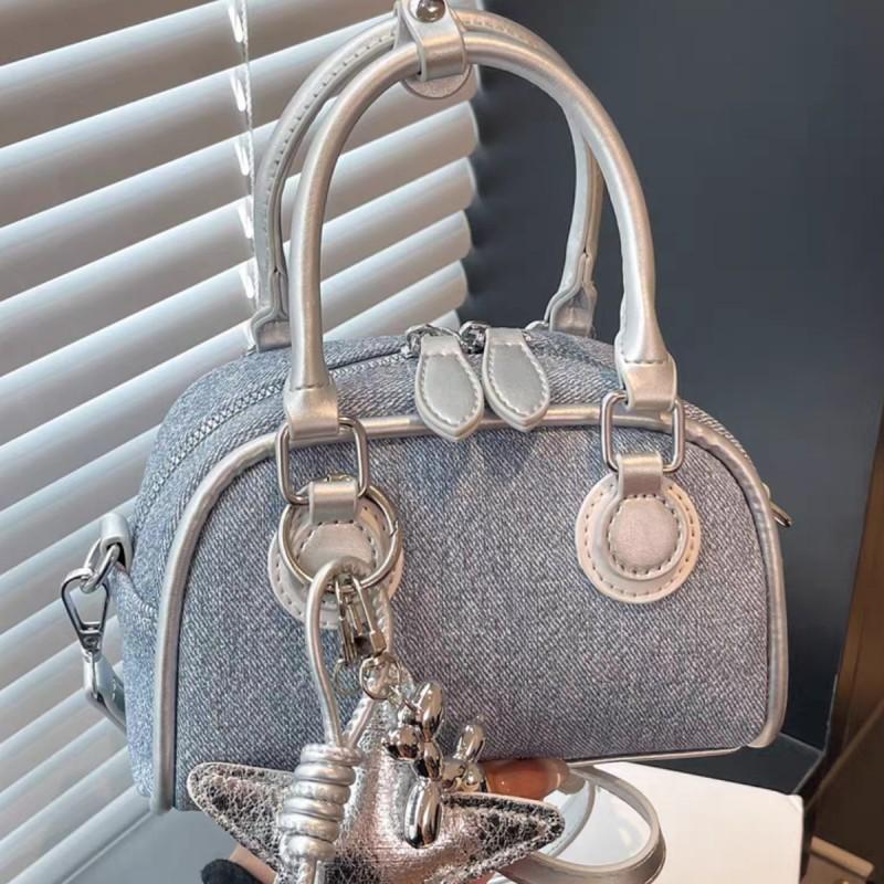 Denim Cloth Bag Women Fashionable Niche Design Cross-body Korean Style Ins Handheld Bowling