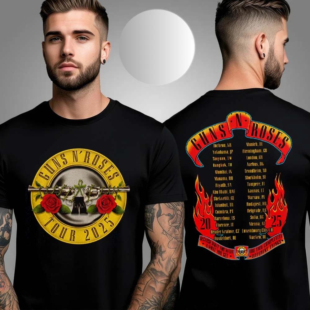 

Gun N Rose Bullet Logo World Tour 2025 Two Sided Unisex T-Shirt XL