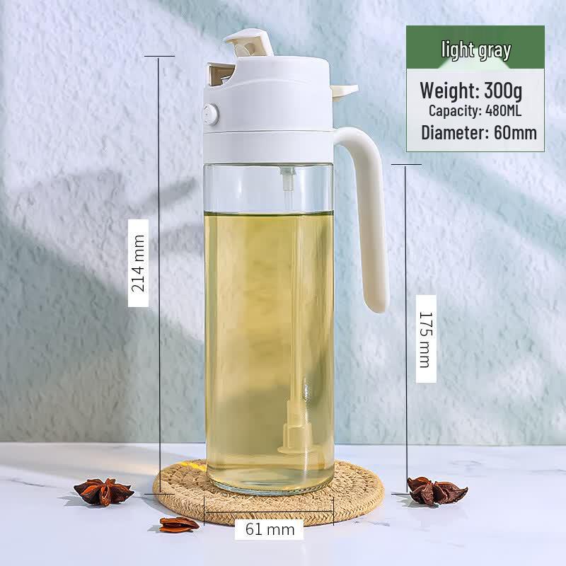 Oeny 2-in-1 Press Oil Sprayer & Dispenser Bottle 480ml светло-серый