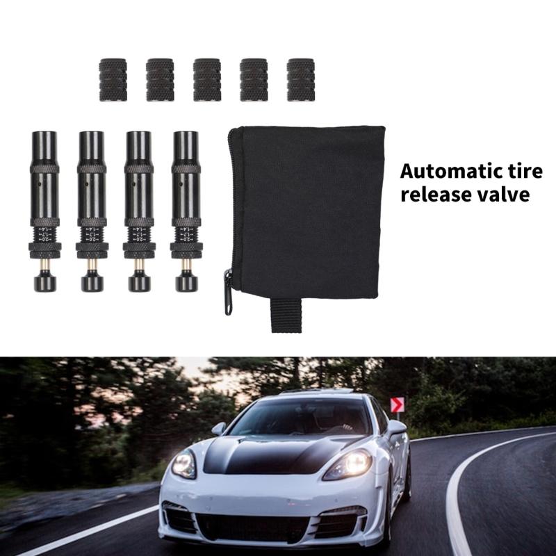 Screw On Auto Shut Off Tire Deflator set Adjustable Air Release Valves Tire Air Down Tool set for Offroad Vehicle Tires