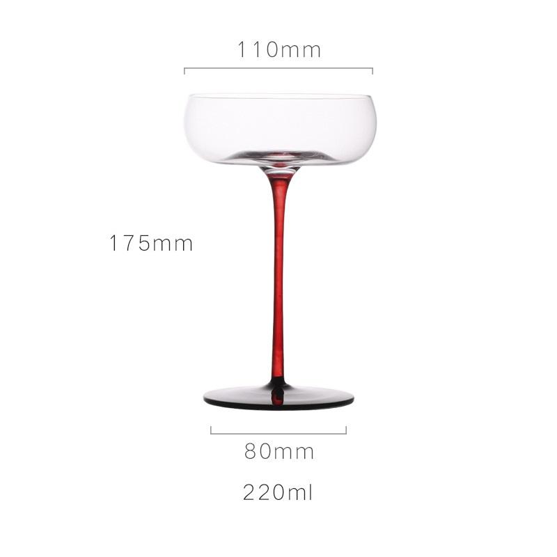 2/1Pcs 220ml Crystal Red Black Cocktail Glass Champagne Goblet Creative Personality Martini Wine Glasses Wedding Cup Party Gifts