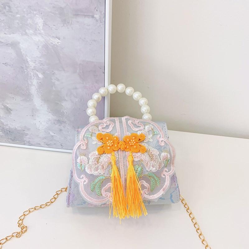 Charming Ancient-Style Pearl Handbag for Little Girls – Cute Outdoor Princess Coin Purse