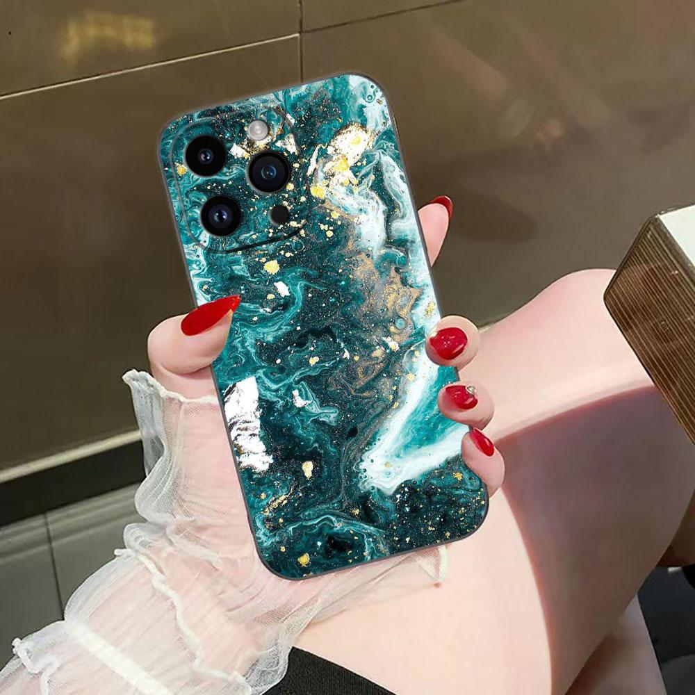Watercolor Painting Marble Cover Phone Case For iphone Apple 17 AIR 16E 16 15 14 13 12 11 Pro XR Max 8 7 Plus TPU Case Shell