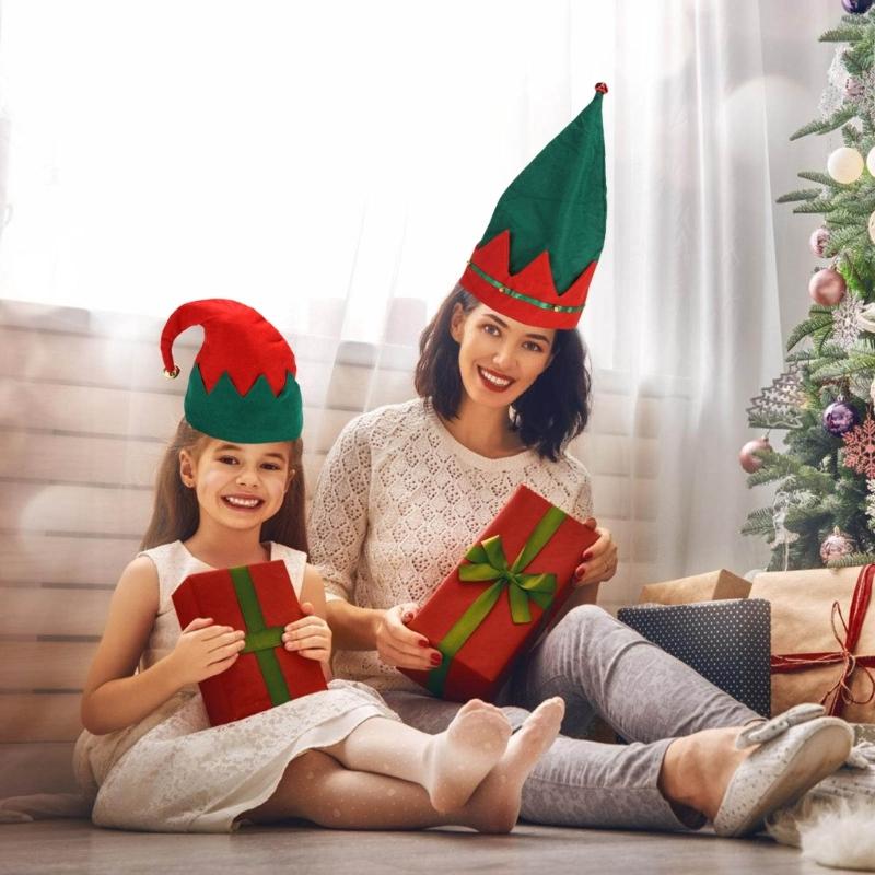 Fröhliche Elfenmütze mit Glöckchen Unisex Beanies Mütze Slouch Weihnachten Kopfbedeckung Baggy Mütze Slouch Beanies Schelmischer Elf