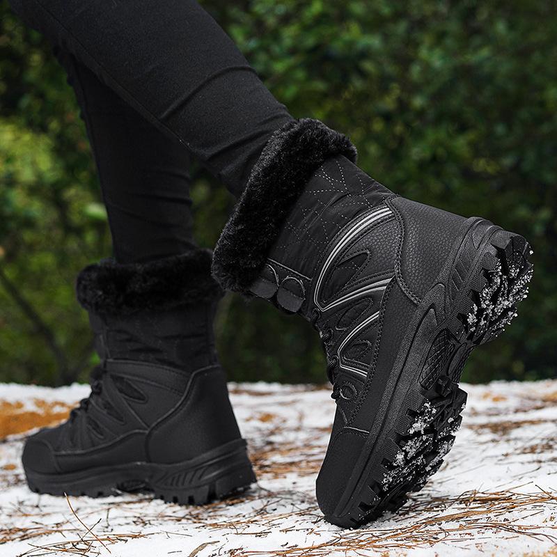 New Outdoor Travel Sports Large Size Snow Boots Winter Fleece Warm Medium Boots Ski Hiking Shoes