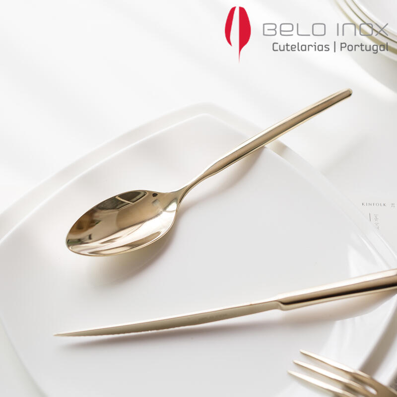 

[belo inox] Platinum Champagne Steak Spoon Glossy