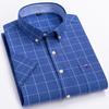 Herren 100% Baumwolle Mehrfarbig Kariert Oxford Hemden Kurzarm Regular Fit Kragen Freizeit Button-Down-Hemd mit Tasche