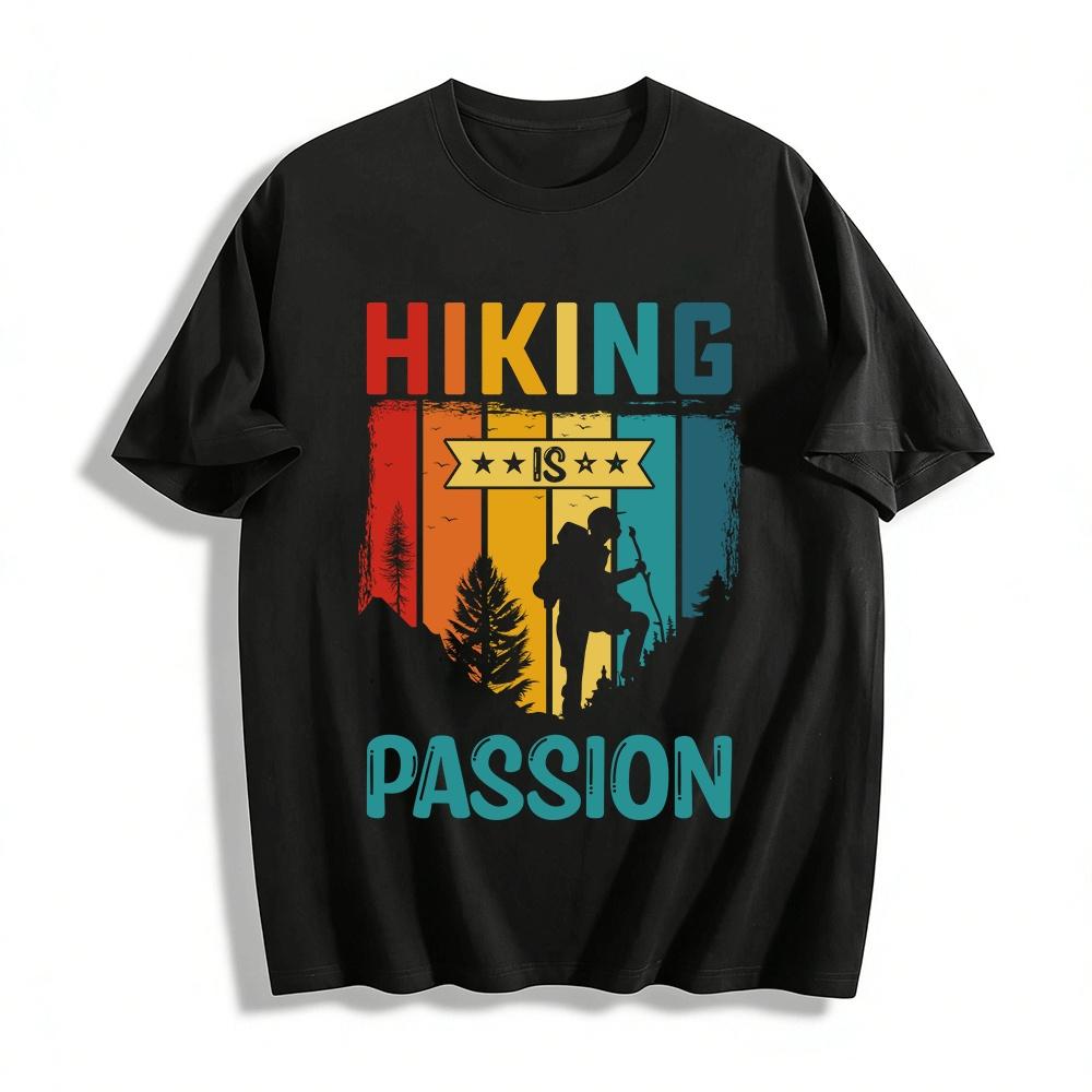 

Vintage Hiking Is Passion Graphic Tee Outdoor Enthusiast Hiking Top Pure cotton T-shirt XXS