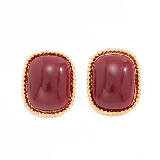 Anello/Orecchini Yousheng da Donna, con Grande Pietra Quadrata Design Retrò, Lega Resina Multipli Colori Stile Vintage Moda