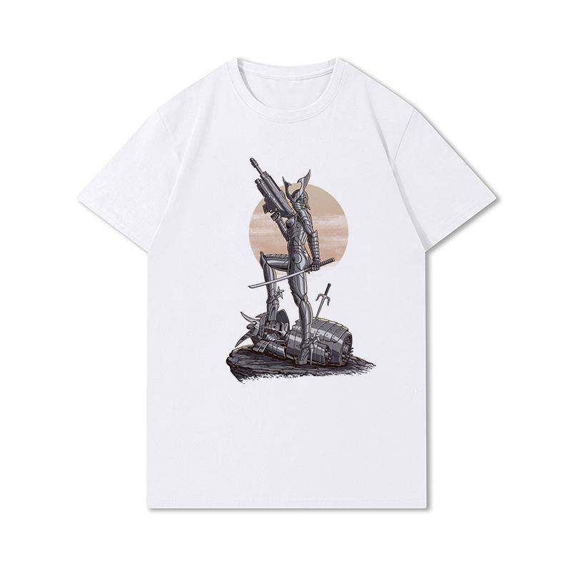 S-3XL 100 mønstre Sommerhvite T-skjorter for kvinner Trykt Uformelle korte ermer Topper O-hals T-skjorter