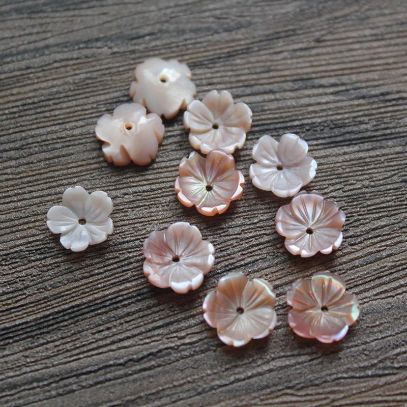 FishPeach 10Pcs/lot 8-10MM White Natural Mother Pearl Flower Seashell Stone Shell Beads For Women Diy Jewelry Accessories Making