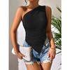 Women Irregular Asymmetrical Off Shoulder Slim Fit Strappy Camisole Vacation Beach Top